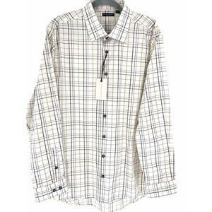 𝅺NWT SINGER AND SARGENT IVORY, BLACK PLAID SHIRT